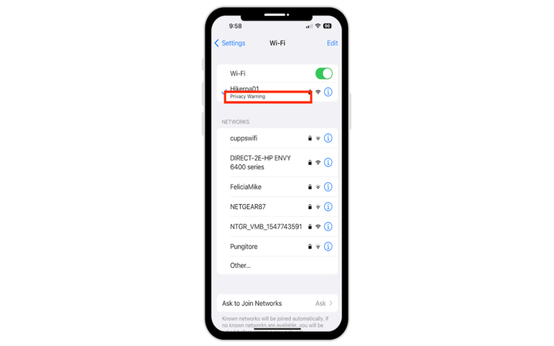 wifi cảnh báo quyền riêng tư là gì