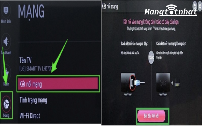 cách bật wifi trên tivi lg