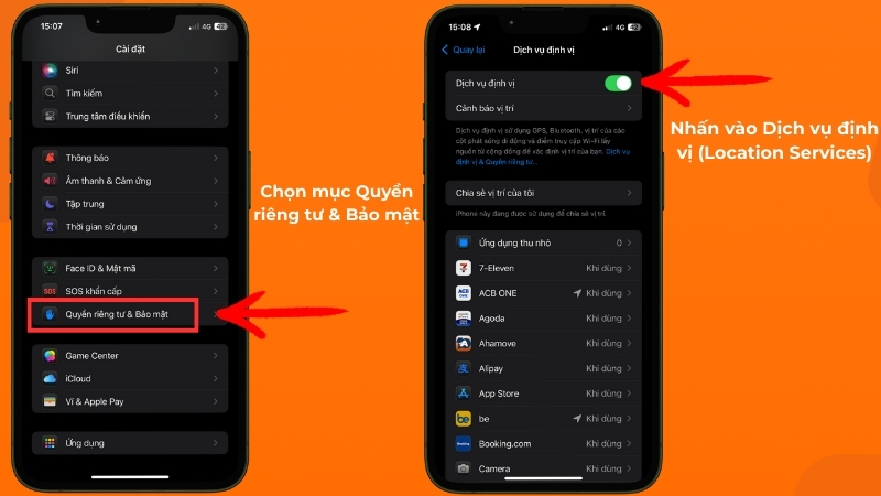 cách bật vị trí trên iphone