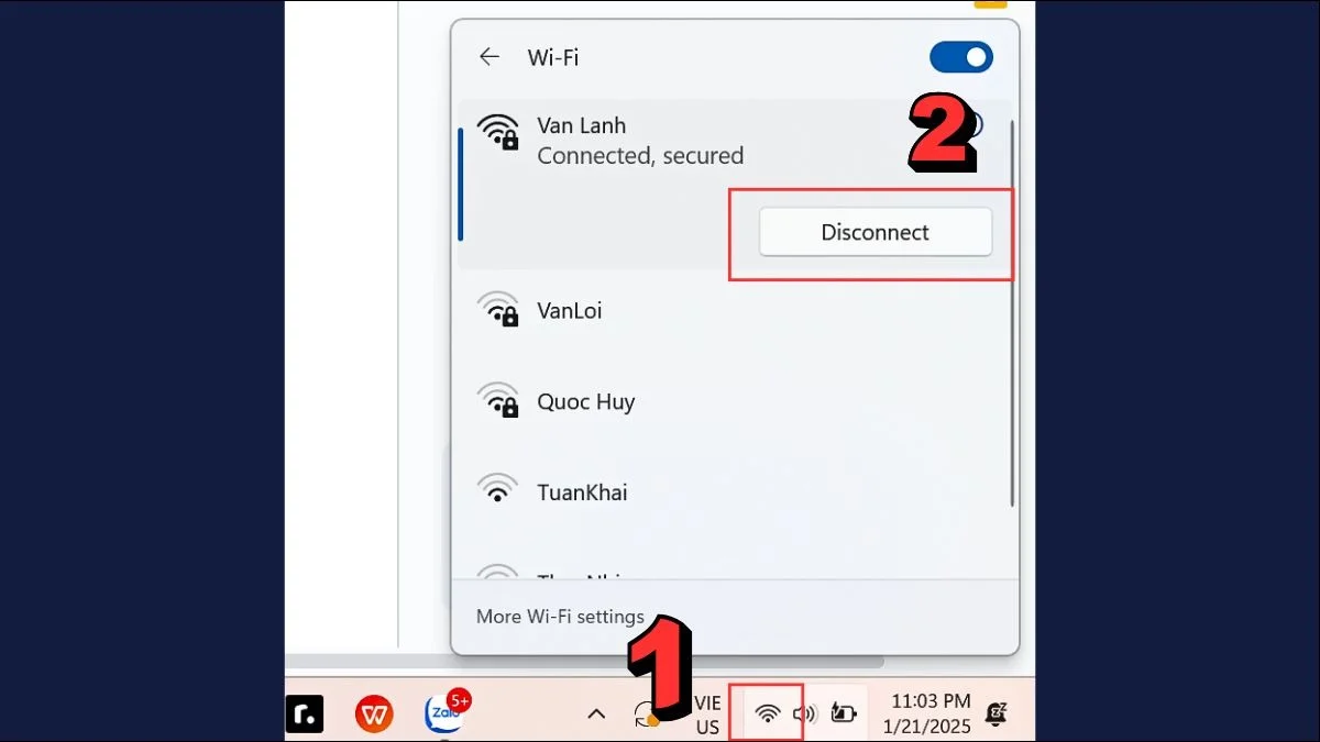 Quên mạng WiFi và kết nối lại để làm mới đường truyền