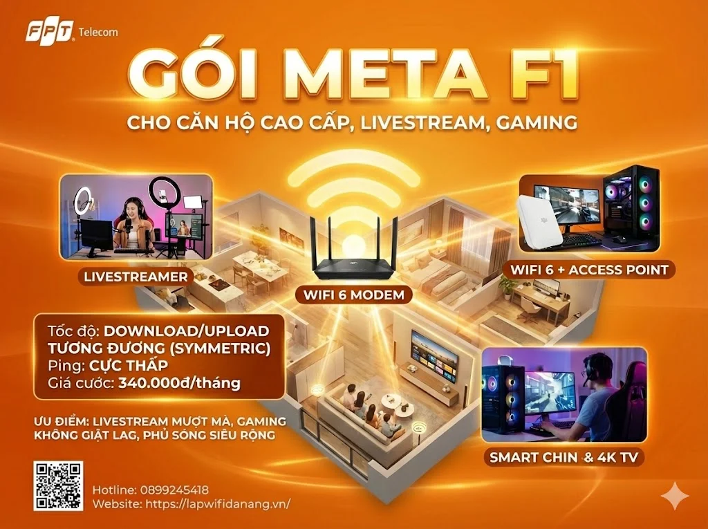 Gói Meta F1 FPT Đà Nẵng 340k cho Game thủ Streamer