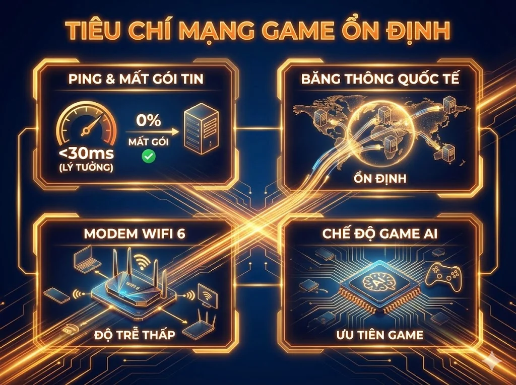 4 tiêu chí quan trọng để đánh giá mạng chơi game ổn định