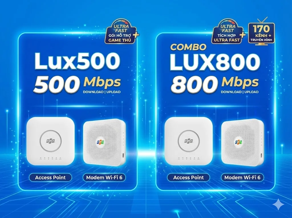 Gói cước FPT Lux tốc độ cao cho Streamer và quán Net
