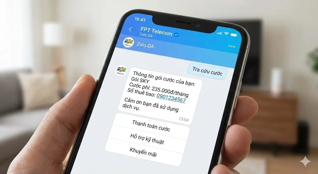 Tra cứu gói cước FPT tiện lợi qua Zalo OA