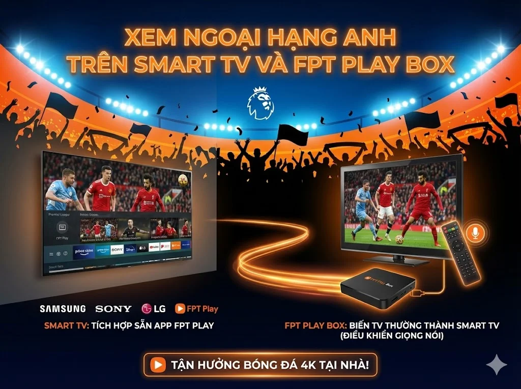 Tận hưởng Ngoại Hạng Anh chuẩn 4K trên Smart TV và FPT Play Box