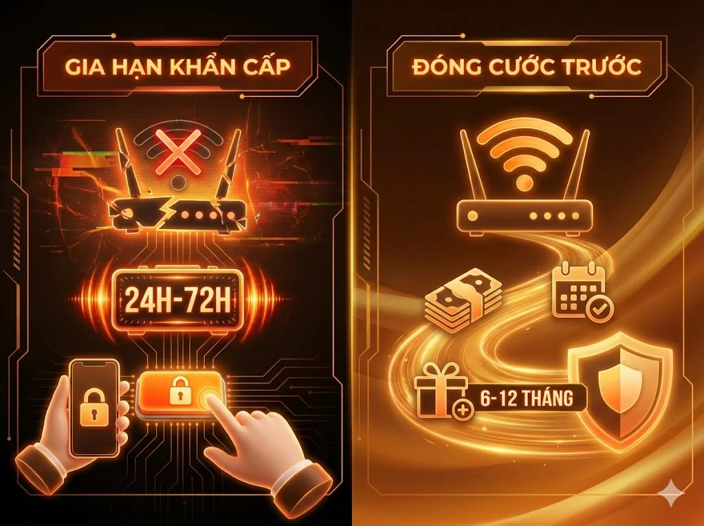 Phân biệt gia hạn khẩn cấp và đóng cước trước Wifi Viettel