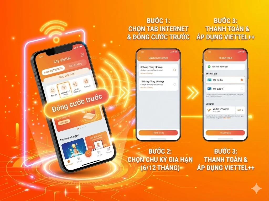 4 bước đóng cước trước Wifi Viettel trên App