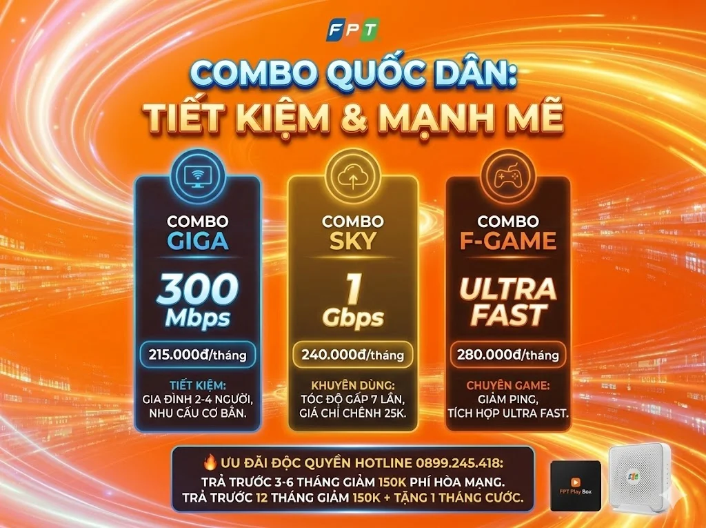 Bảng giá Combo Internet và Truyền hình FPT Đà Nẵng 2026