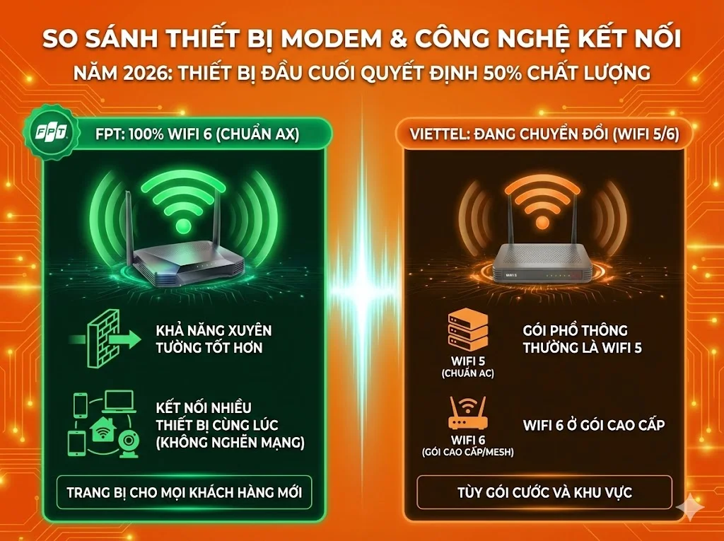 So sánh thiết bị Modem Wifi và công nghệ kết nối