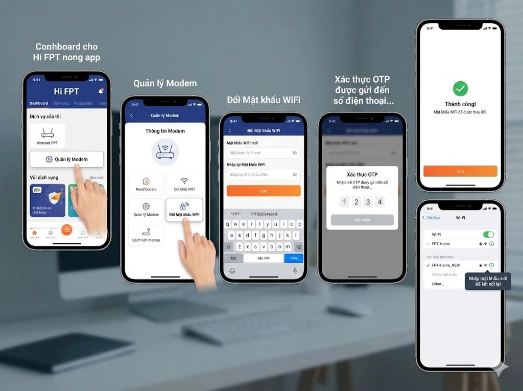 Đổi mật khẩu WiFi FPT trên app Hi FPT bằng OTP