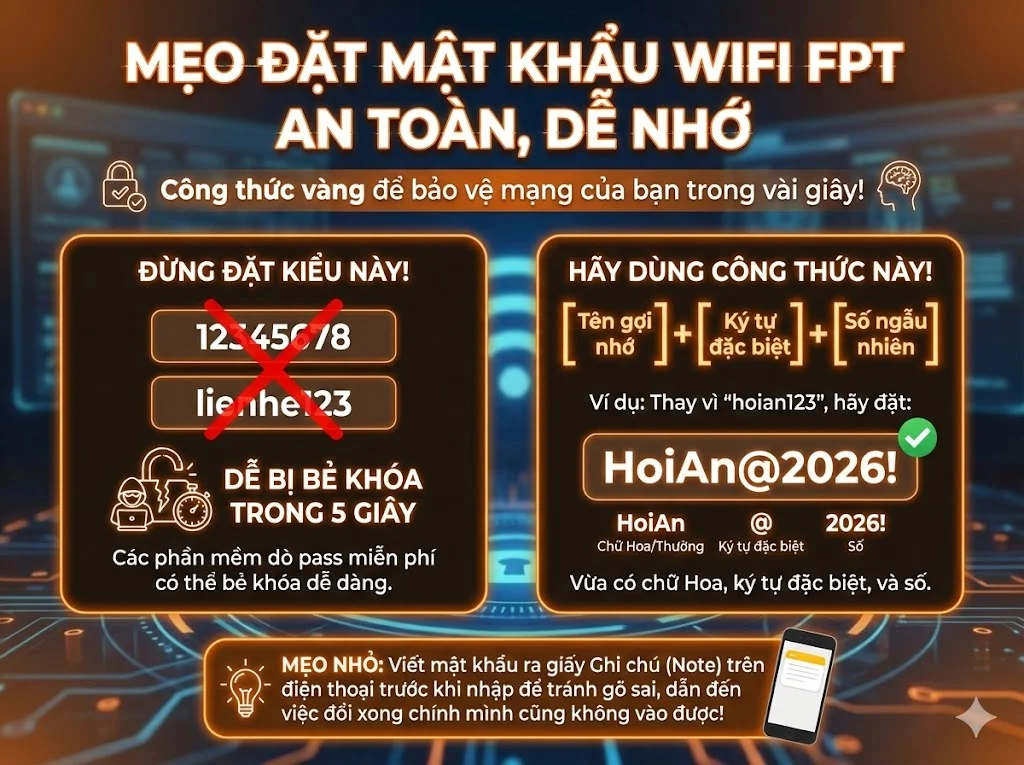 Mẹo đặt mật khẩu WiFi FPT mạnh, dễ nhớ