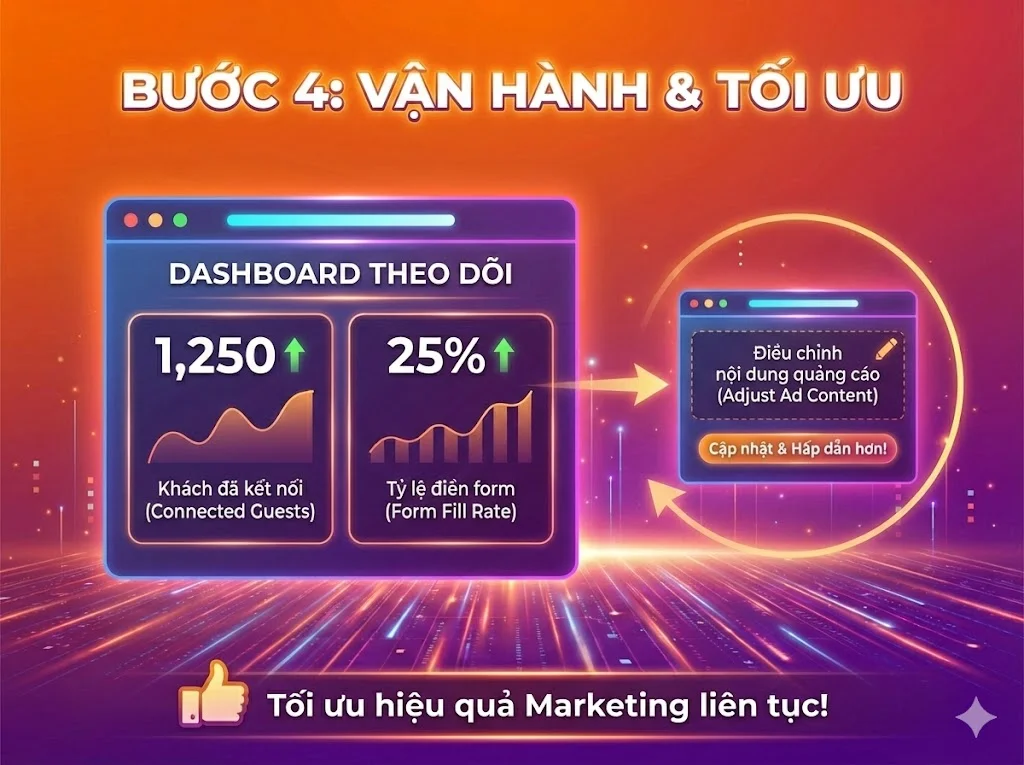 Theo dõi Dashboard, điều chỉnh nội dung quảng cáo dựa trên tỷ lệ kết nối