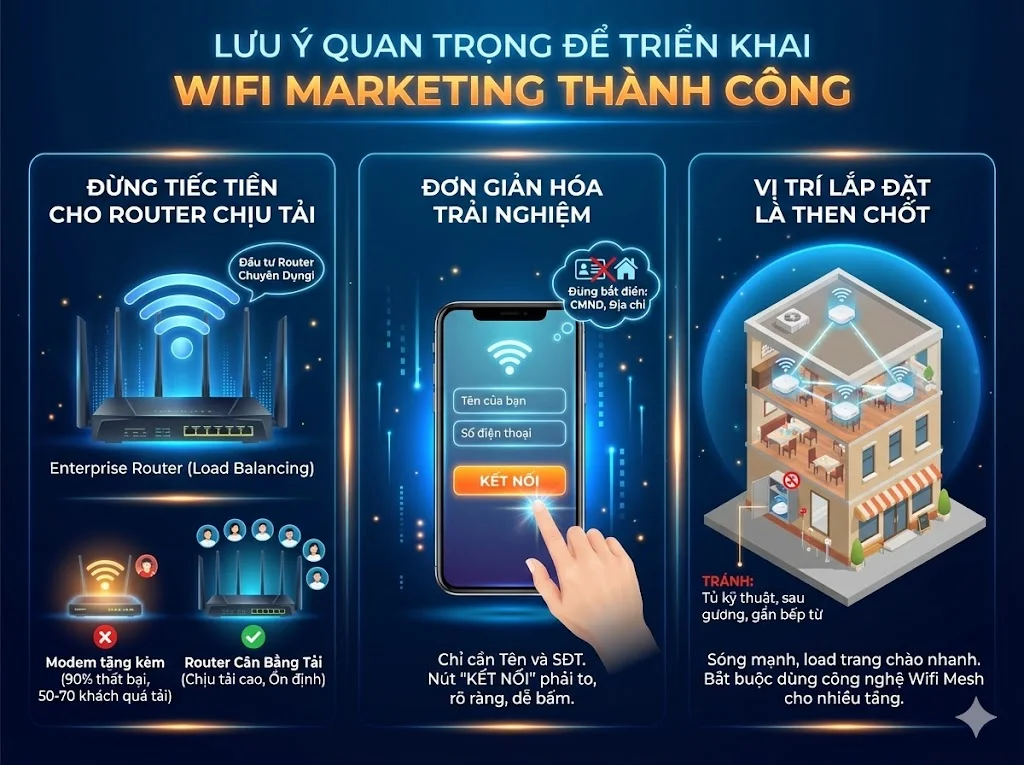 Lưu ý quan trọng khi triển khai Wifi Marketing