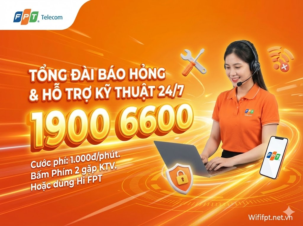 Tổng đài báo hỏng kỹ thuật FPT: 1900 6600