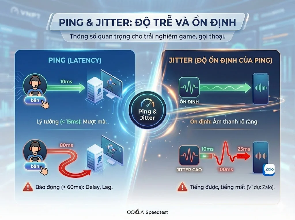 Ping và Jitter ảnh hưởng trực tiếp đến độ mượt khi chơi game