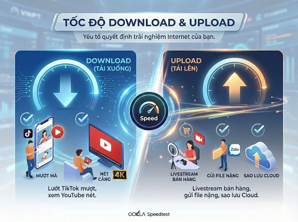 Tốc độ download và upload quyết định trải nghiệm internet hàng ngày