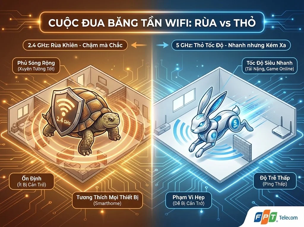 So sánh băng tần 2.4 ghz và 5ghz chi tiết