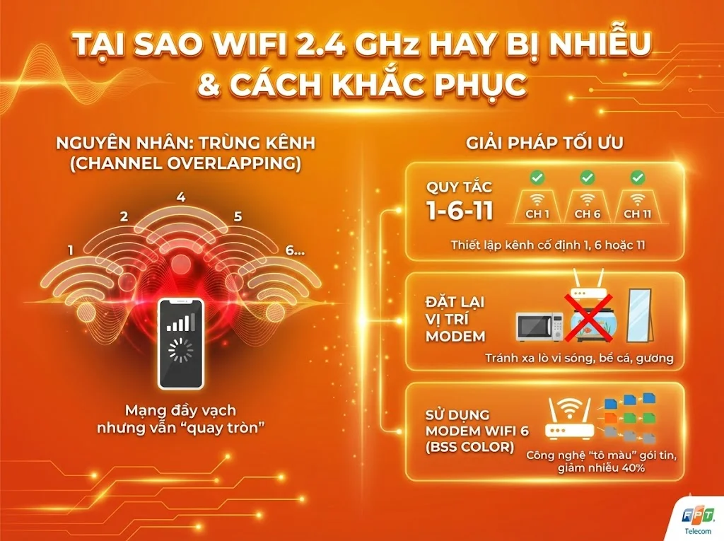 Wifi 2.4GHz bị nhiễu do trùng kênh và cách khắc phục hiệu quả