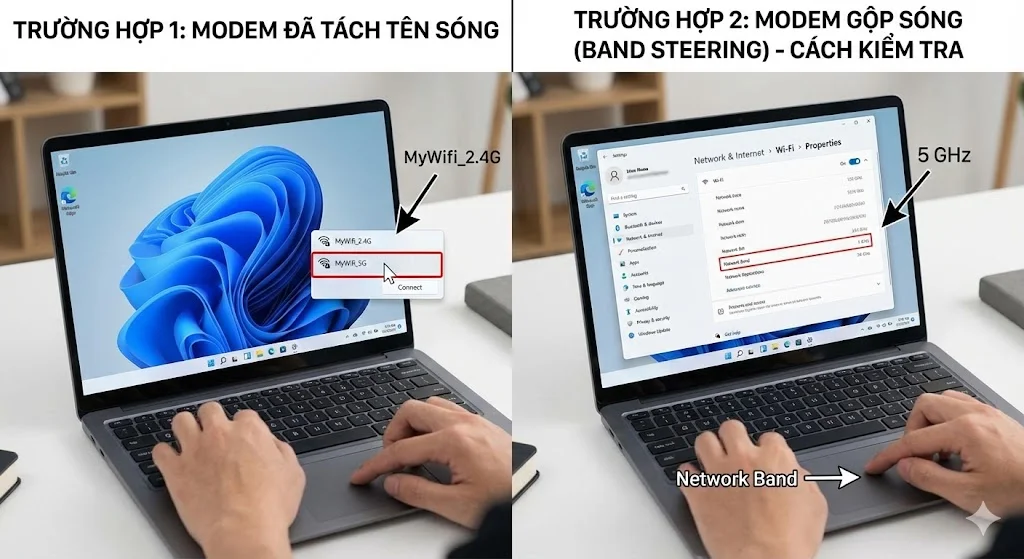 Cách kết nối WiFi 5GHz cho laptop Windows và MacBook