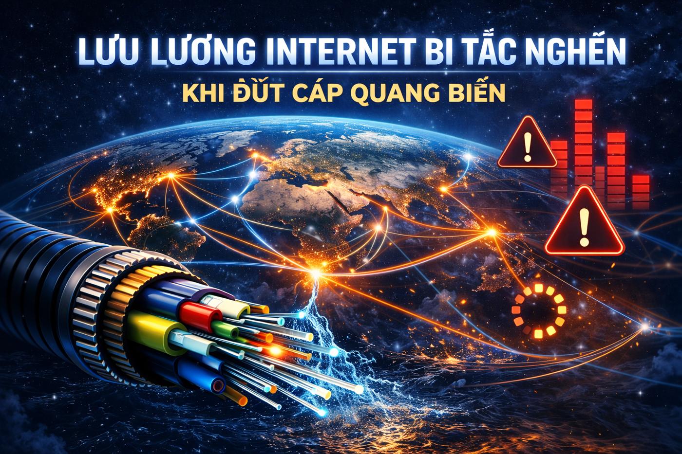 Lưu lượng Internet bị tắc nghẽn khi đứt cáp