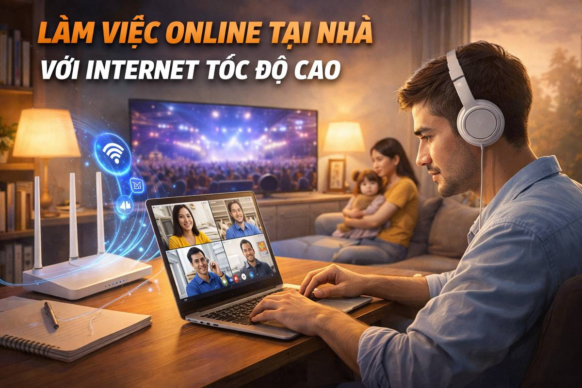 Làm việc online tại nhà với internet tốc độ cao